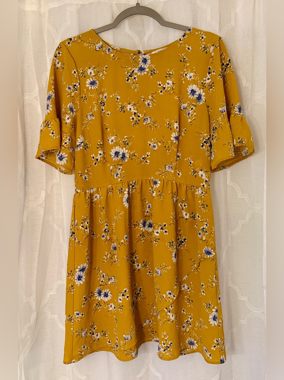 Speechless Mustard Floral Mini Dress with Floral Accents | XL